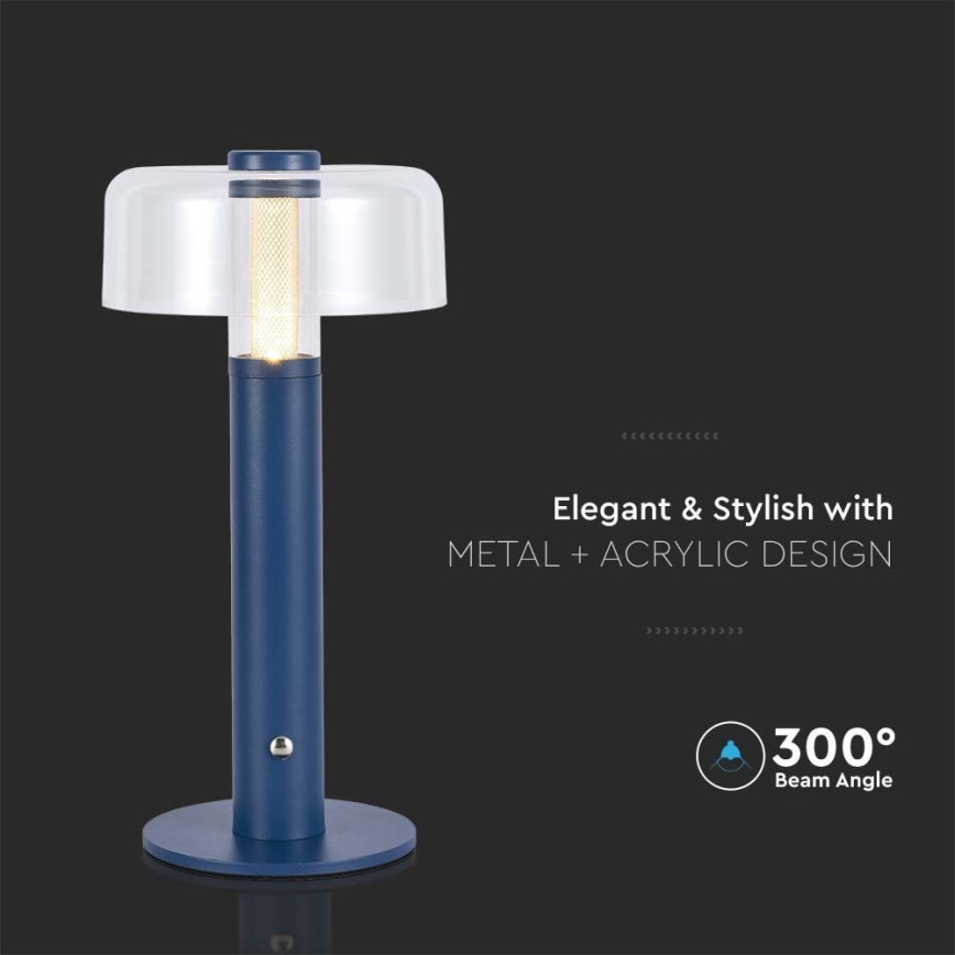 LED Prigušiva punjiva stona lampa na dodir LED/1W/5V 3000K 1800 mAh plava