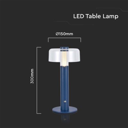 LED Prigušiva punjiva stona lampa na dodir LED/1W/5V 3000K 1800 mAh plava