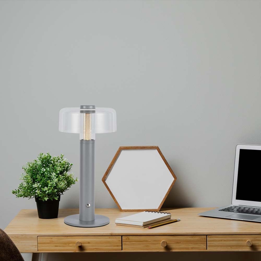 LED Prigušiva punjiva stona lampa na dodir LED/1W/5V 3000K 1800 mAh sivo