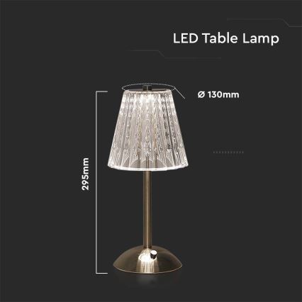 LED Prigušiva punjiva dodirna stona lampa LED/2,4W/5V 3000-6000K 1800 mAh sjajni krom
