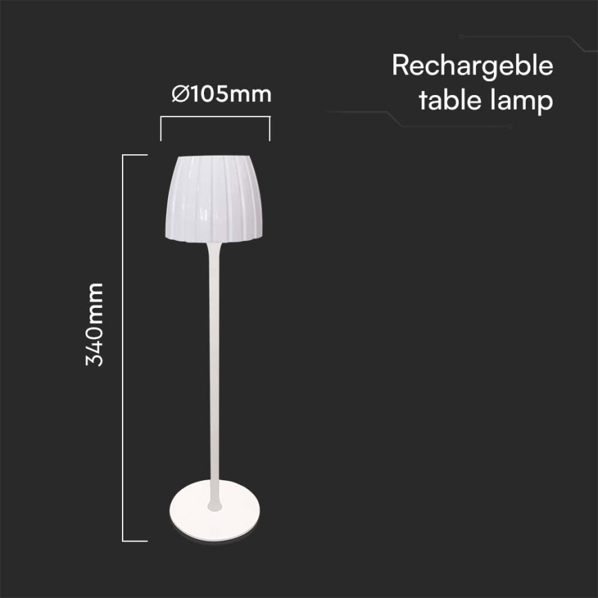 LED Prigušiva punjiva dodirna stona lampa LED/2,7W/5V 3000/4000/6000K 1800 mAh bela