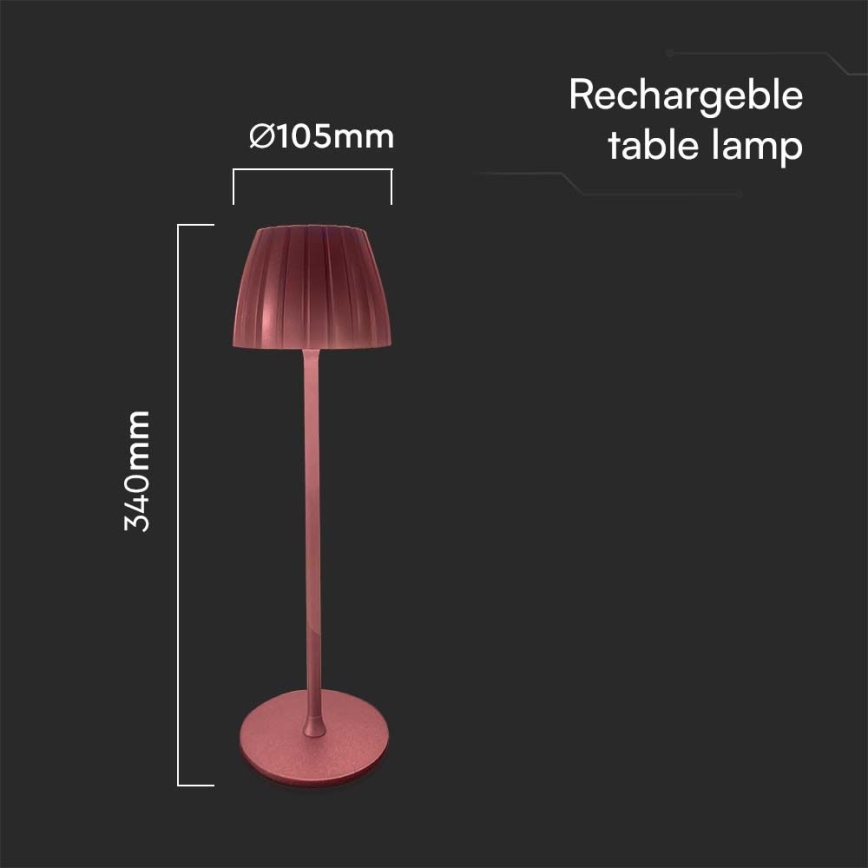 LED Prigušiva punjiva dodirna stona lampa LED/2,7W/5V 3000/4000/6000K 1800 mAh braon