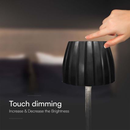 LED Prigušiva punjiva dodirna stona lampa LED/2,7W/5V 3000/4000/6000K 1800 mAh crno