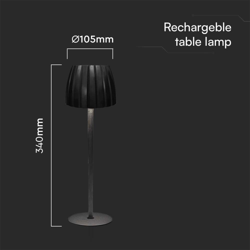 LED Prigušiva punjiva dodirna stona lampa LED/2,7W/5V 3000/4000/6000K 1800 mAh crno