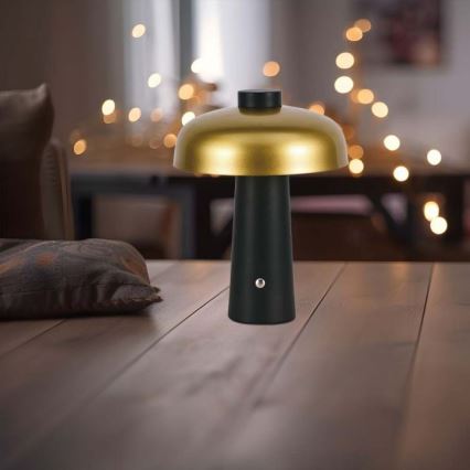 LED Prigušiva punjiva stona lampa na dodir LED/3W/5V 3000-6000K 1800 mAh crno/zlatna