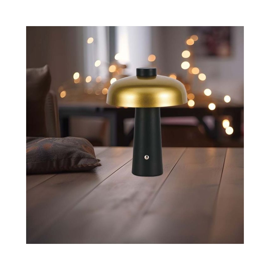 LED Prigušiva punjiva stona lampa na dodir LED/3W/5V 3000-6000K 1800 mAh crno/zlatna