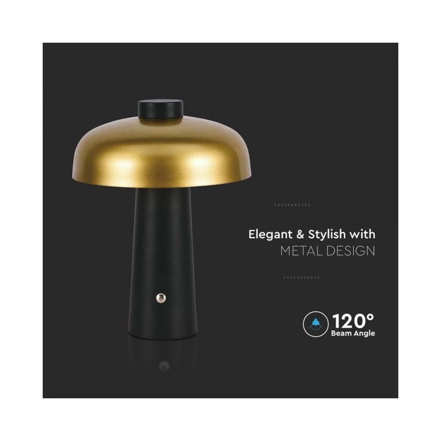 LED Prigušiva punjiva stona lampa na dodir LED/3W/5V 3000-6000K 1800 mAh crno/zlatna