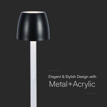 LED Prigušiva punjiva dodirna stona lampa LED/3W/5V 3000K 1800 mAh crno