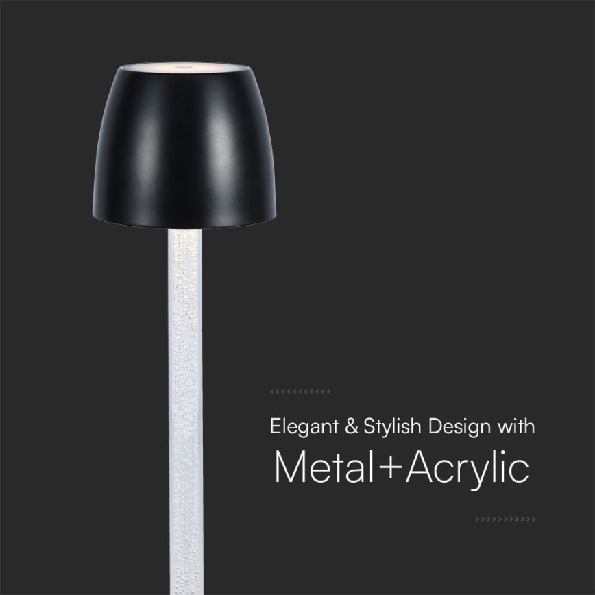LED Prigušiva punjiva dodirna stona lampa LED/3W/5V 3000K 1800 mAh crno