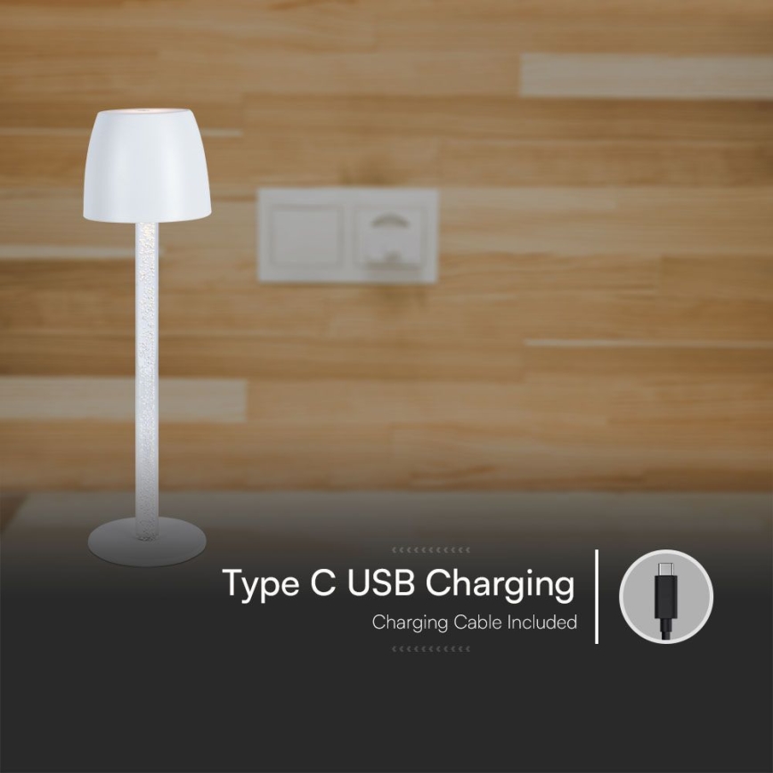 LED Prigušiva punjiva dodirna stona lampa LED/3W/5V 3000K 1800 mAh crno