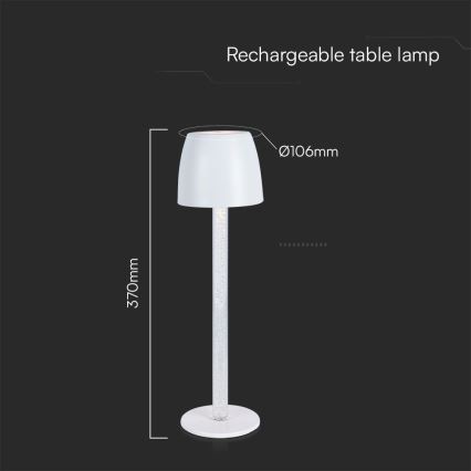 LED Prigušiva punjiva dodirna stona lampa LED/3W/5V 3000K 1800 mAh crno