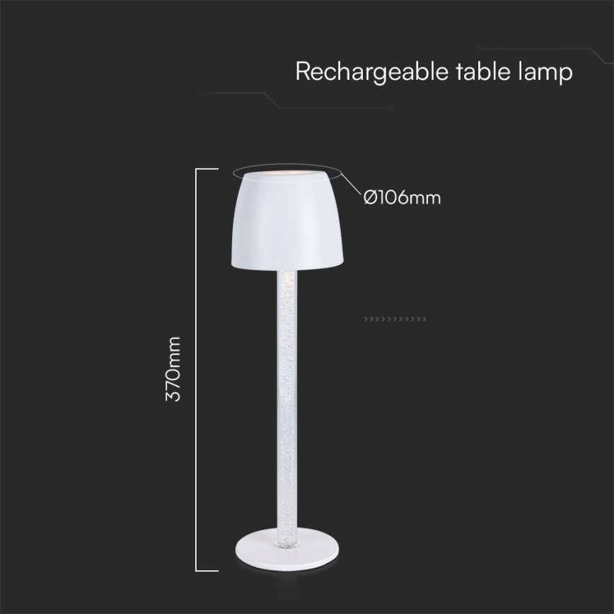 LED Prigušiva punjiva dodirna stona lampa LED/3W/5V 3000K 1800 mAh crno