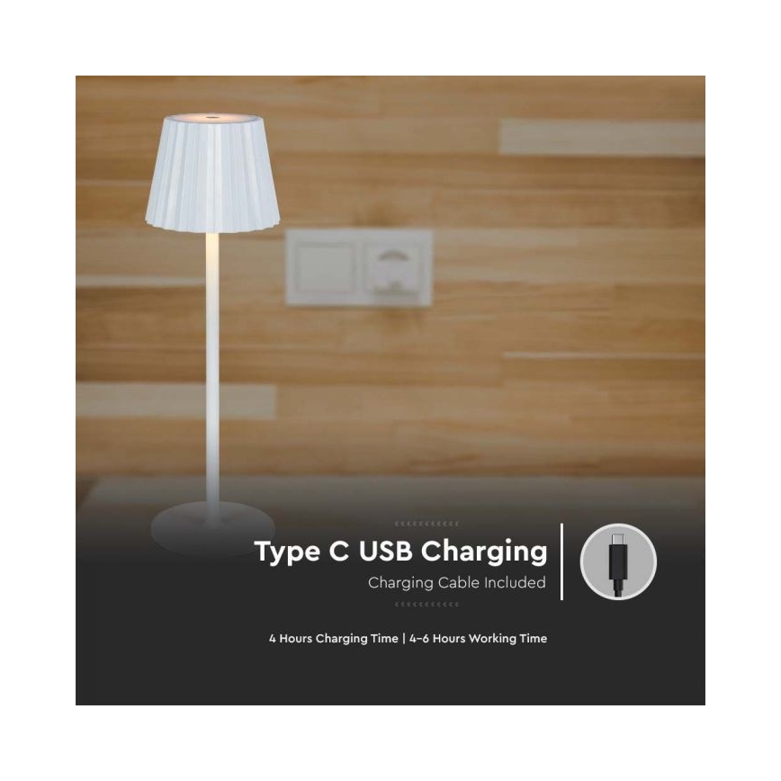 LED Prigušiva punjiva stona lampa na dodir LED/4W/5V 3000-6000K 1800 mAh bela