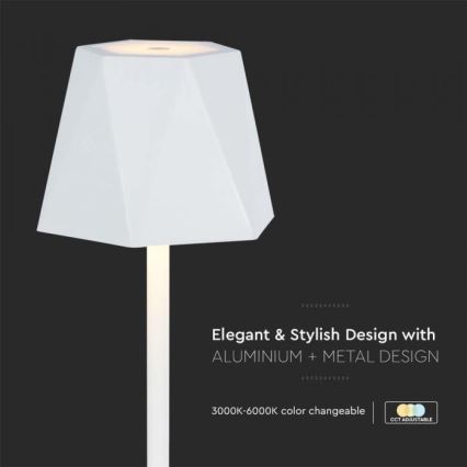 LED Prigušiva punjiva stona lampa na dodir LED/4W/5V 3000-6000K 1800 mAh bela