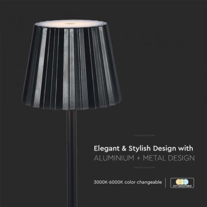LED Prigušiva punjiva stona lampa na dodir LED/4W/5V 3000-6000K 1800 mAh crno