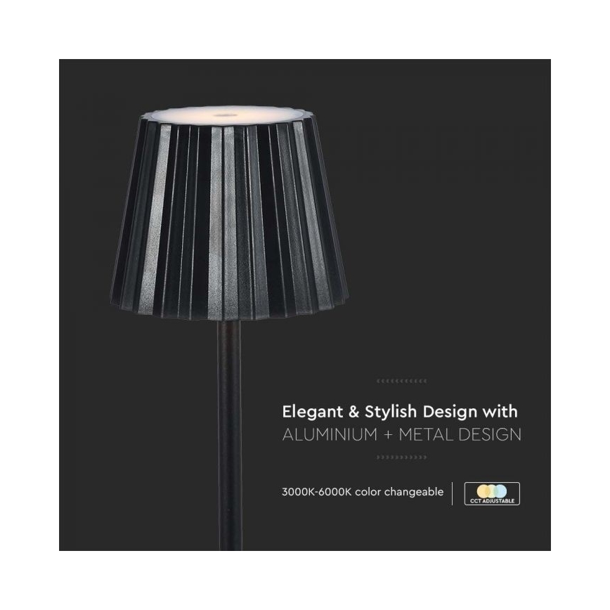 LED Prigušiva punjiva stona lampa na dodir LED/4W/5V 3000-6000K 1800 mAh crno