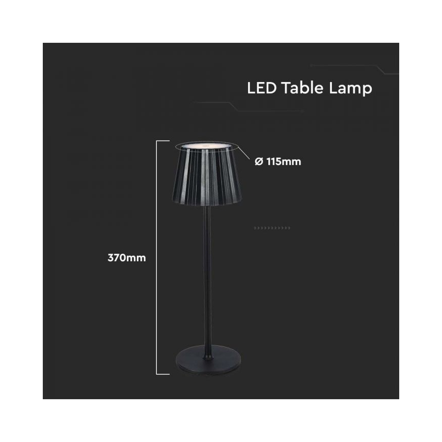 LED Prigušiva punjiva stona lampa na dodir LED/4W/5V 3000-6000K 1800 mAh crno