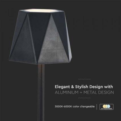 LED Prigušiva punjiva stona lampa na dodir LED/4W/5V 3000-6000K 1800 mAh crno