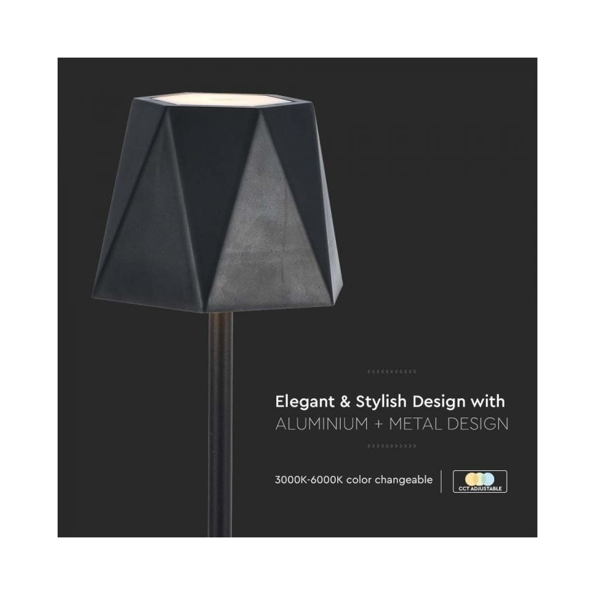 LED Prigušiva punjiva stona lampa na dodir LED/4W/5V 3000-6000K 1800 mAh crno