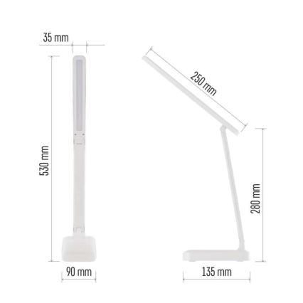 LED Prigušiva punjiva stona lampa LED/5W/3,7V 3000K/4000K/6500K 800mAh bela