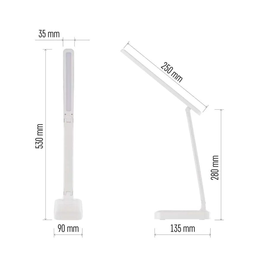 LED Prigušiva punjiva stona lampa LED/5W/3,7V 3000K/4000K/6500K 800mAh bela