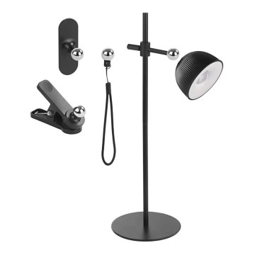 LED Prigušiva punjiva stona lampa magnetna 4u1 LED/4,2W/3,7V 4000K 1200mAh crno