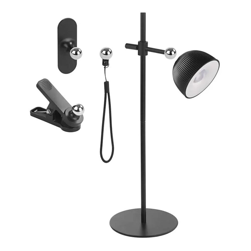 LED Prigušiva punjiva stona lampa magnetna 4u1 LED/4,2W/3,7V 4000K 1200mAh crno