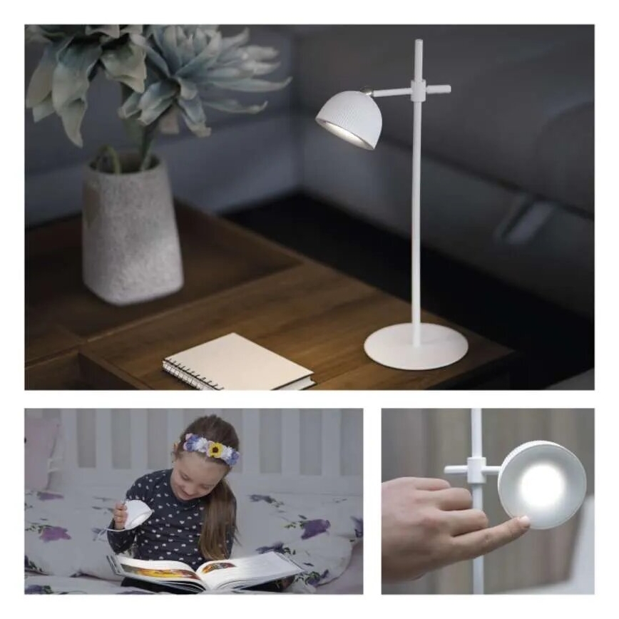 LED Prigušiva punjiva stona lampa magnetna 4u1 LED/4,2W/3,7V 4000K 1200mAh bela