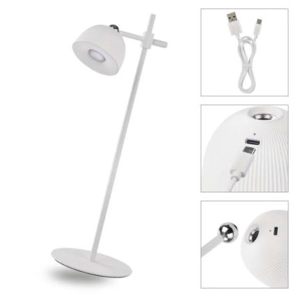 LED Prigušiva punjiva stona lampa magnetna 4u1 LED/4,2W/3,7V 4000K 1200mAh bela
