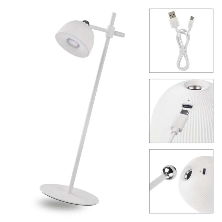 LED Prigušiva punjiva stona lampa magnetna 4u1 LED/4,2W/3,7V 4000K 1200mAh bela