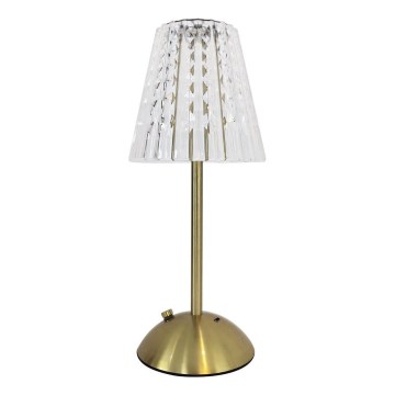 LED Prigušiva punjiva stona lampa na dodir ELBA LED/1,6W/800 mAh 3000/4000/6000K zlatna/prozirna