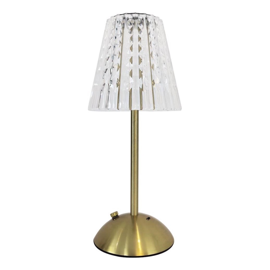 LED Prigušiva punjiva stona lampa na dodir ELBA LED/1,6W/800 mAh 3000/4000/6000K zlatna/prozirna