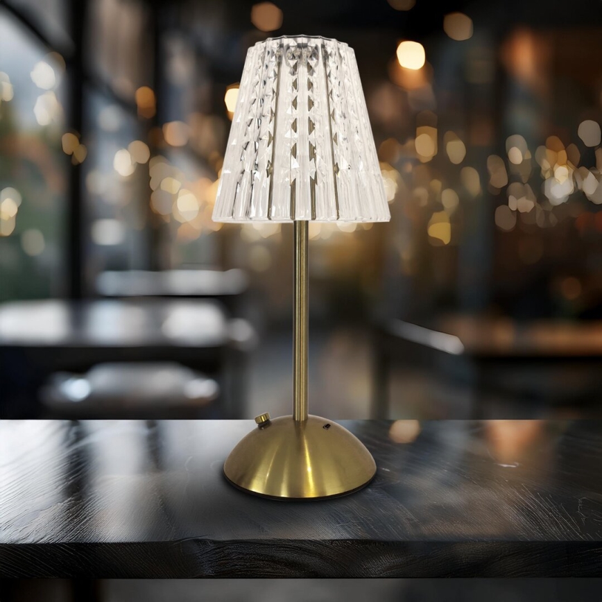 LED Prigušiva punjiva stona lampa na dodir ELBA LED/1,6W/800 mAh 3000/4000/6000K zlatna/prozirna