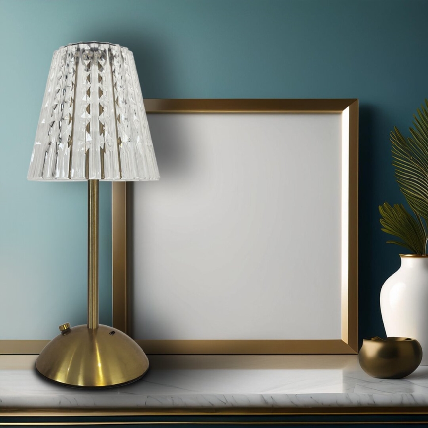 LED Prigušiva punjiva stona lampa na dodir ELBA LED/1,6W/800 mAh 3000/4000/6000K zlatna/prozirna