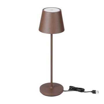 LED Prigušiva punjiva stona lampa na dodir LED/2W/5V 4400 mAh 3000K IP54 braon
