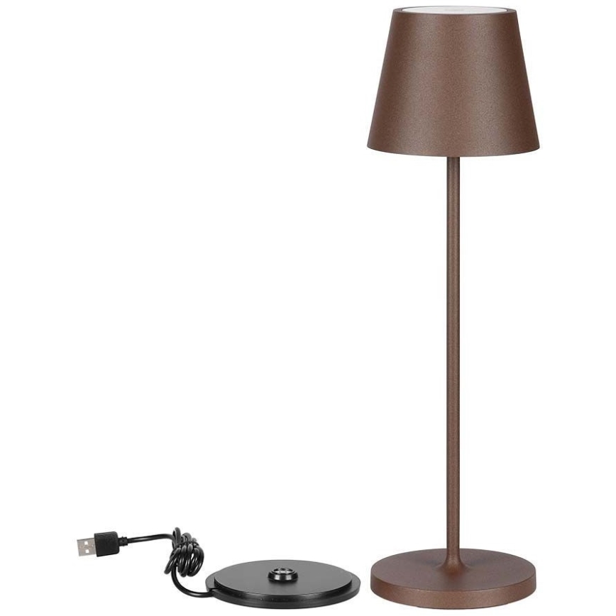 LED Prigušiva punjiva stona lampa na dodir LED/2W/5V 4400 mAh 3000K IP54 braon
