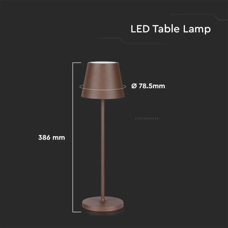LED Prigušiva punjiva stona lampa na dodir LED/2W/5V 4400 mAh 3000K IP54 braon