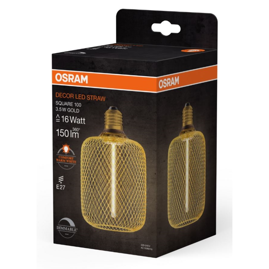 LED Prigušiva sijalica DECOR FILAMENT E27/3,5W/230V 1800K zlatna - Osram