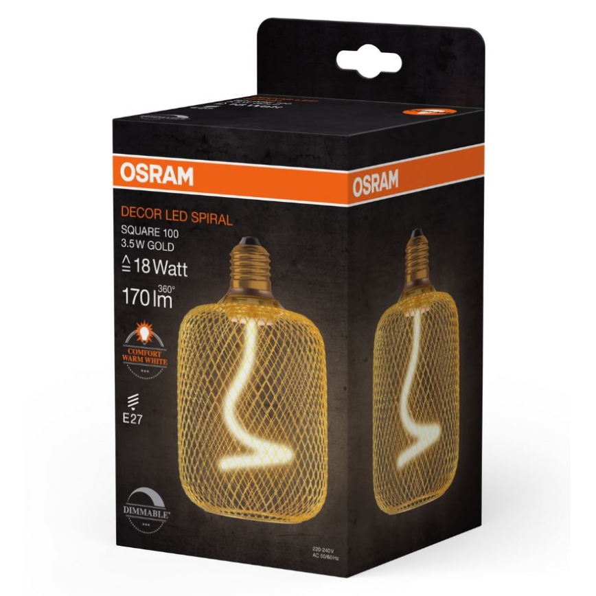 LED Prigušiva sijalica DECOR FILAMENT E27/3,5W/230V 1800K zlatna - Osram