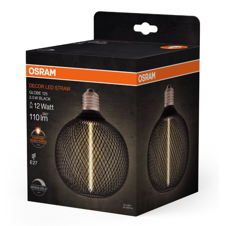 LED Prigušiva sijalica DECOR  FILAMENT G125 E27/3,5W/230V 1800K crno - Osram