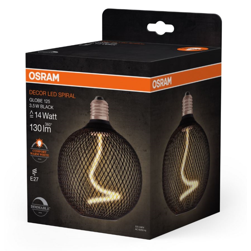LED Prigušiva sijalica DECOR FILAMENT G125 E27/3,5W/230V 1800K crno - Osram
