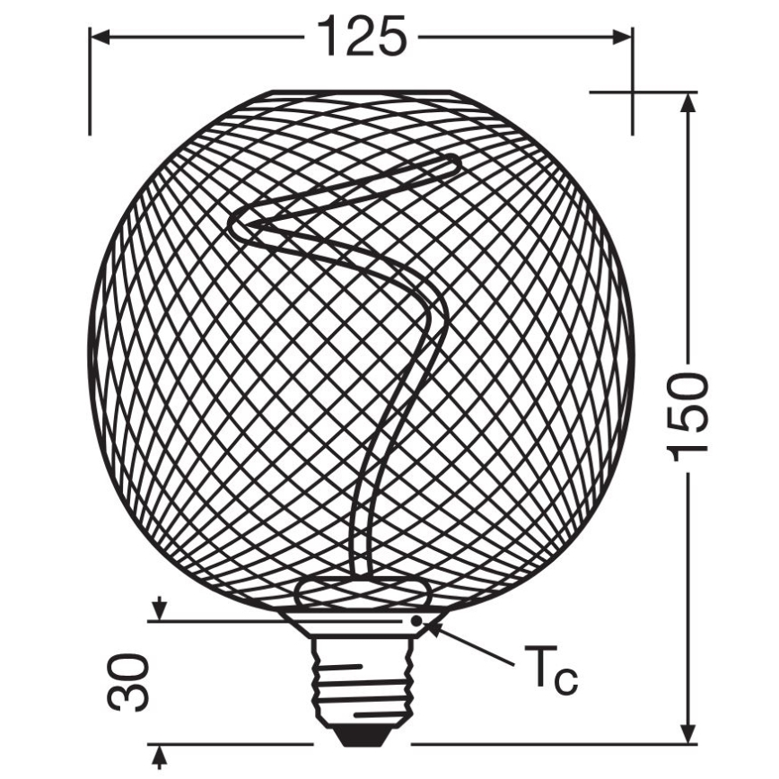 LED Prigušiva sijalica DECOR FILAMENT G125 E27/3,5W/230V 1800K crno - Osram