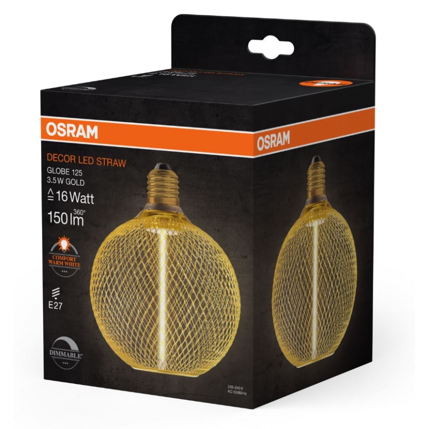 LED Prigušiva sijalica DECOR  FILAMENT G125 E27/3,5W/230V 1800K zlatna - Osram
