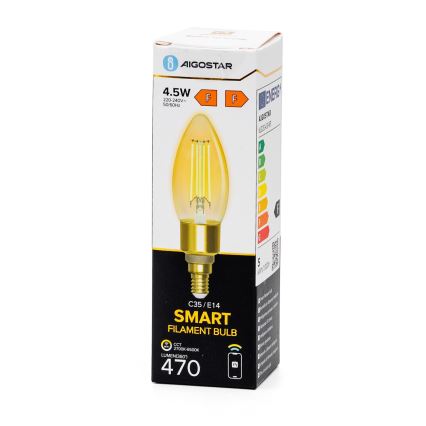 LED Prigušiva sijalica FILAMENT C35 E14/4,5W/230V 2700-6500K Wi-Fi - Aigostar