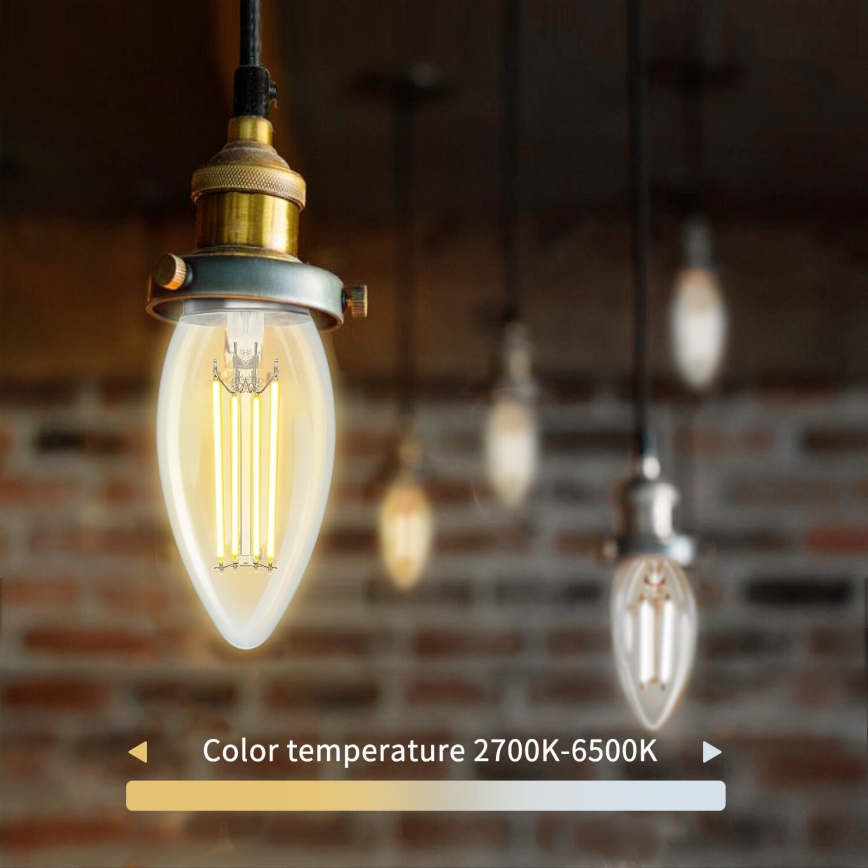LED Prigušiva sijalica FILAMENT C35 E27/4,5W/230V 2700-6500K Wi-Fi - Aigostar