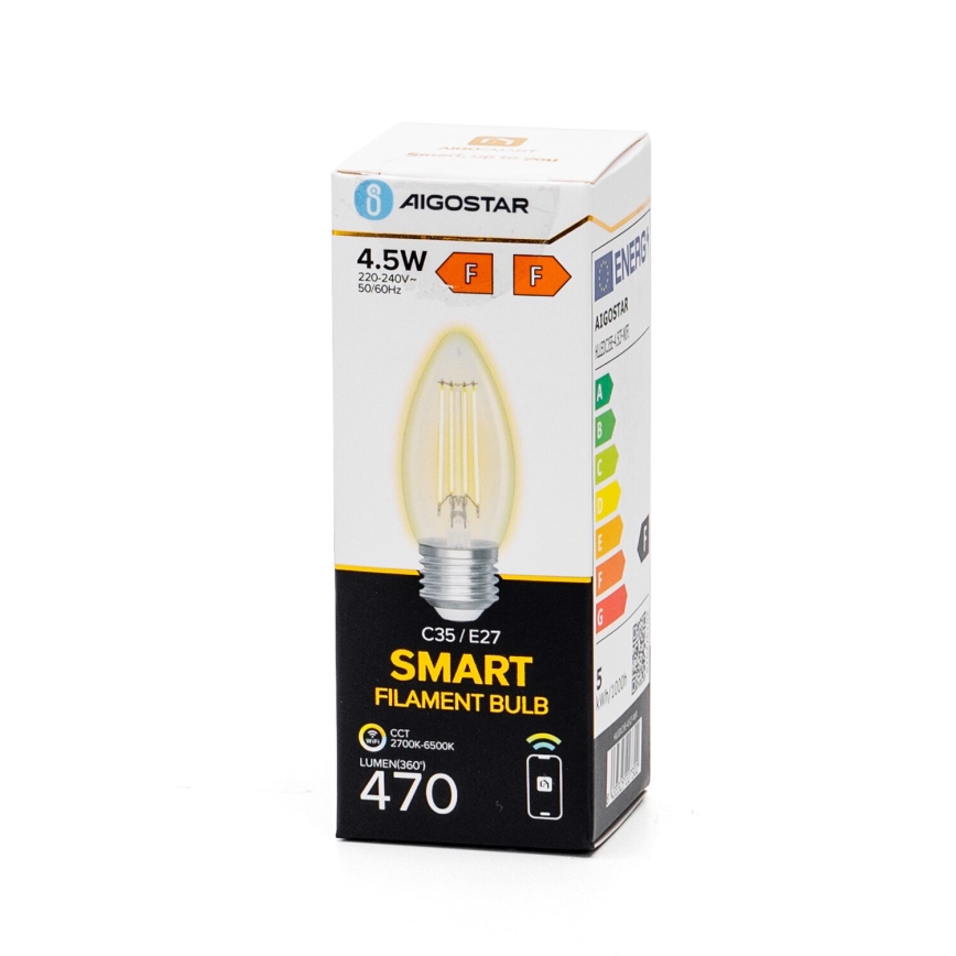 LED Prigušiva sijalica FILAMENT C35 E27/4,5W/230V 2700-6500K Wi-Fi - Aigostar