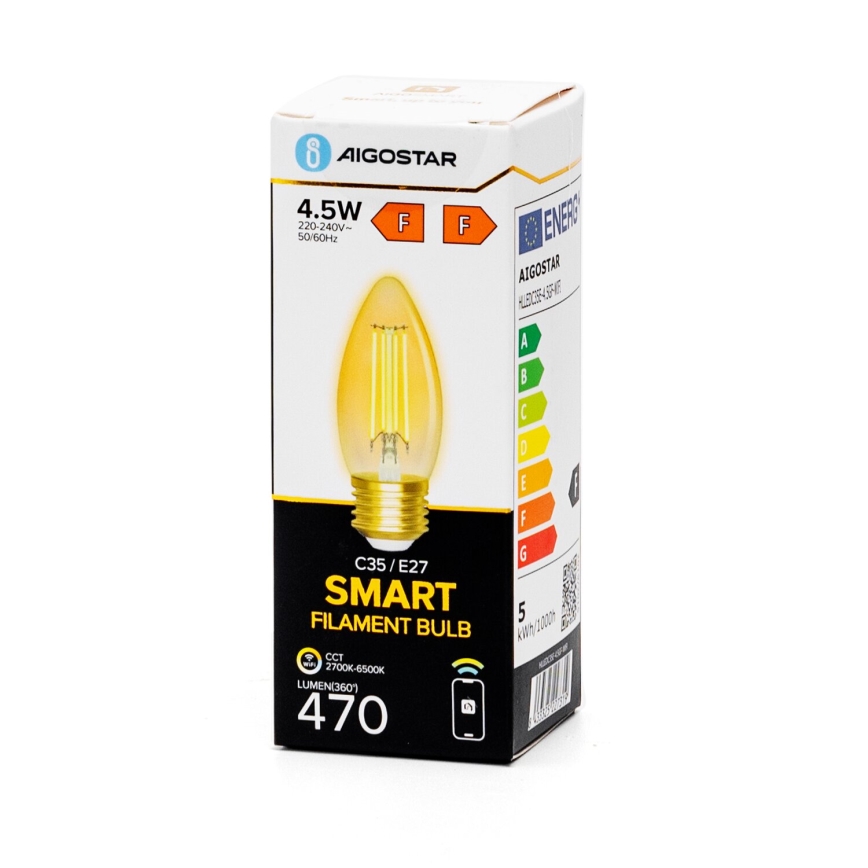 LED Prigušiva sijalica FILAMENT C35 E27/4,5W/230V 2700-6500K Wi-Fi - Aigostar