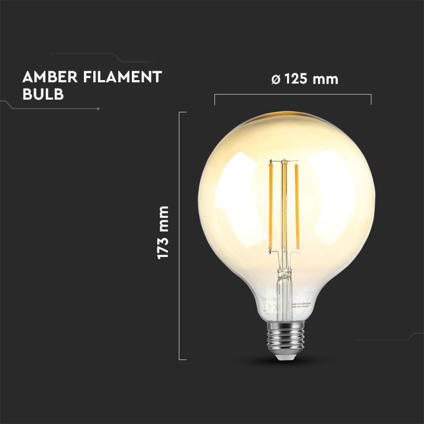 LED Prigušiva sijalica FILAMENT G125 E27/8W/230V 2200K