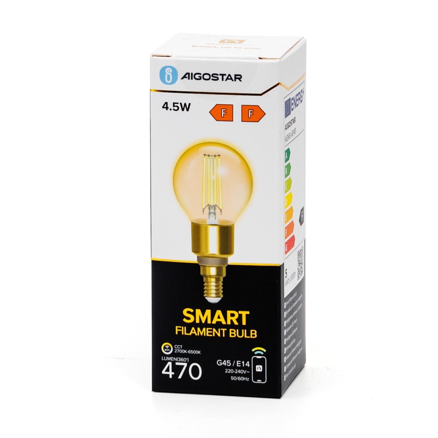 LED Prigušiva sijalica FILAMENT G45 E14/4,5W/230V 2700-6500K Wi-Fi - Aigostar