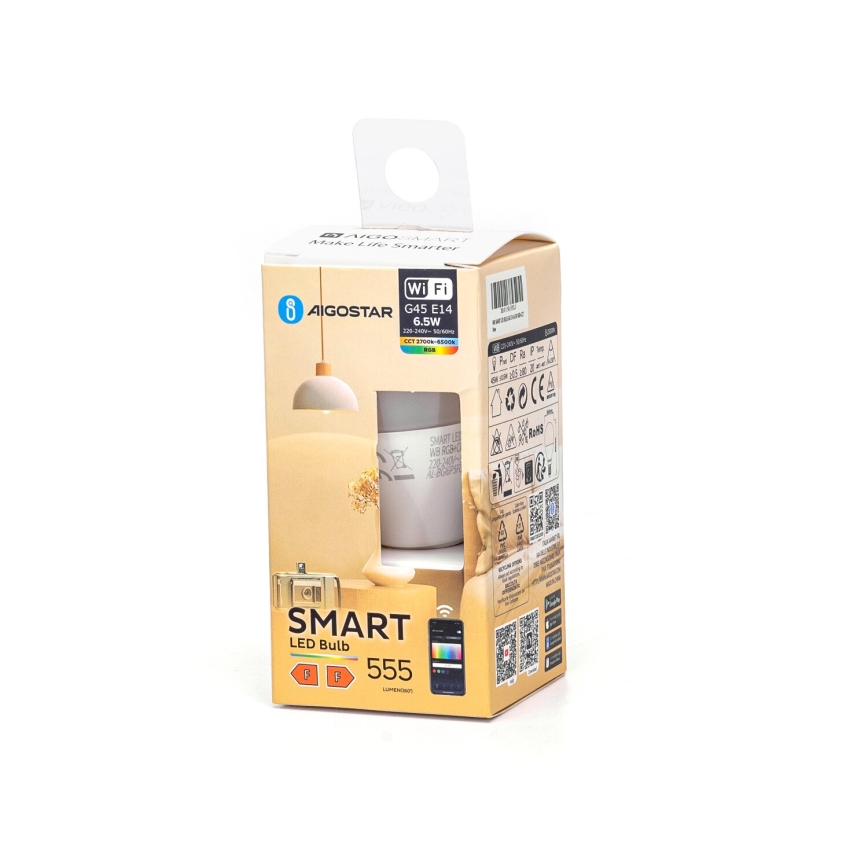 LED Prigušiva sijalica FILAMENT G45 E14/6,5W/230V 2700-6500K Wi-Fi - Aigostar